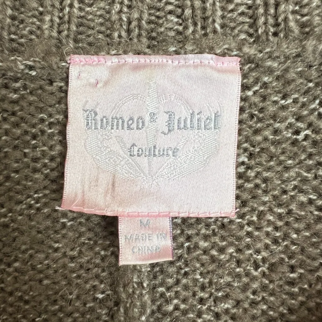 Romeo + Juliet Couture Cardigan Sweater Womens Medium Brown Faux Fur Dolman Knit - Image 11