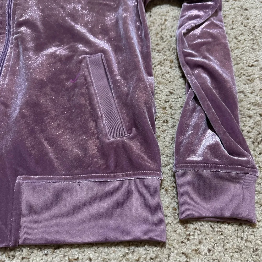 Juicy Couture Shimmery Purple Velour Zip Bomber - Image 3