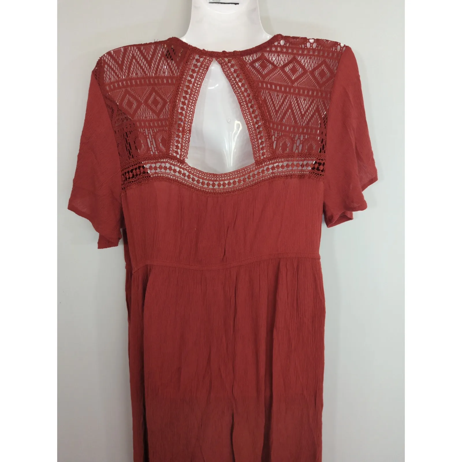 Almost Famous Tie Front Hi-Low Burnt Orange Bohemian Kimono MEDIUM NWT - Image 6