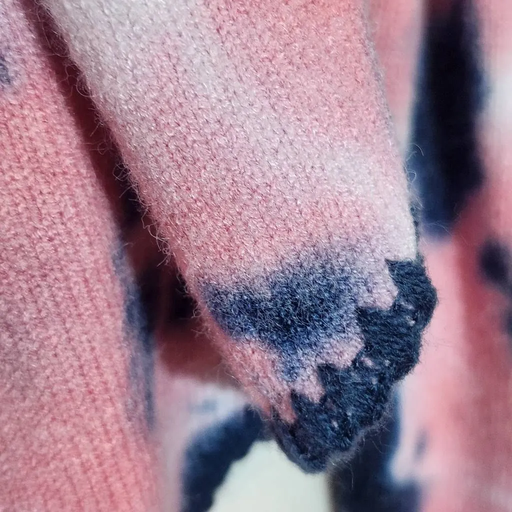 C.C Exclusives Navy and Pink Knit Scarf One Size Fuzzy Pink Tie - Image 4