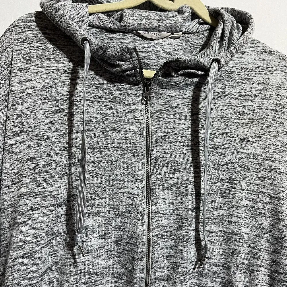 Athleta‎ Batwing & Robin Jacket Women's XS Gray Thumbhole Sleeve Hooded Full-Zip - Image 2
