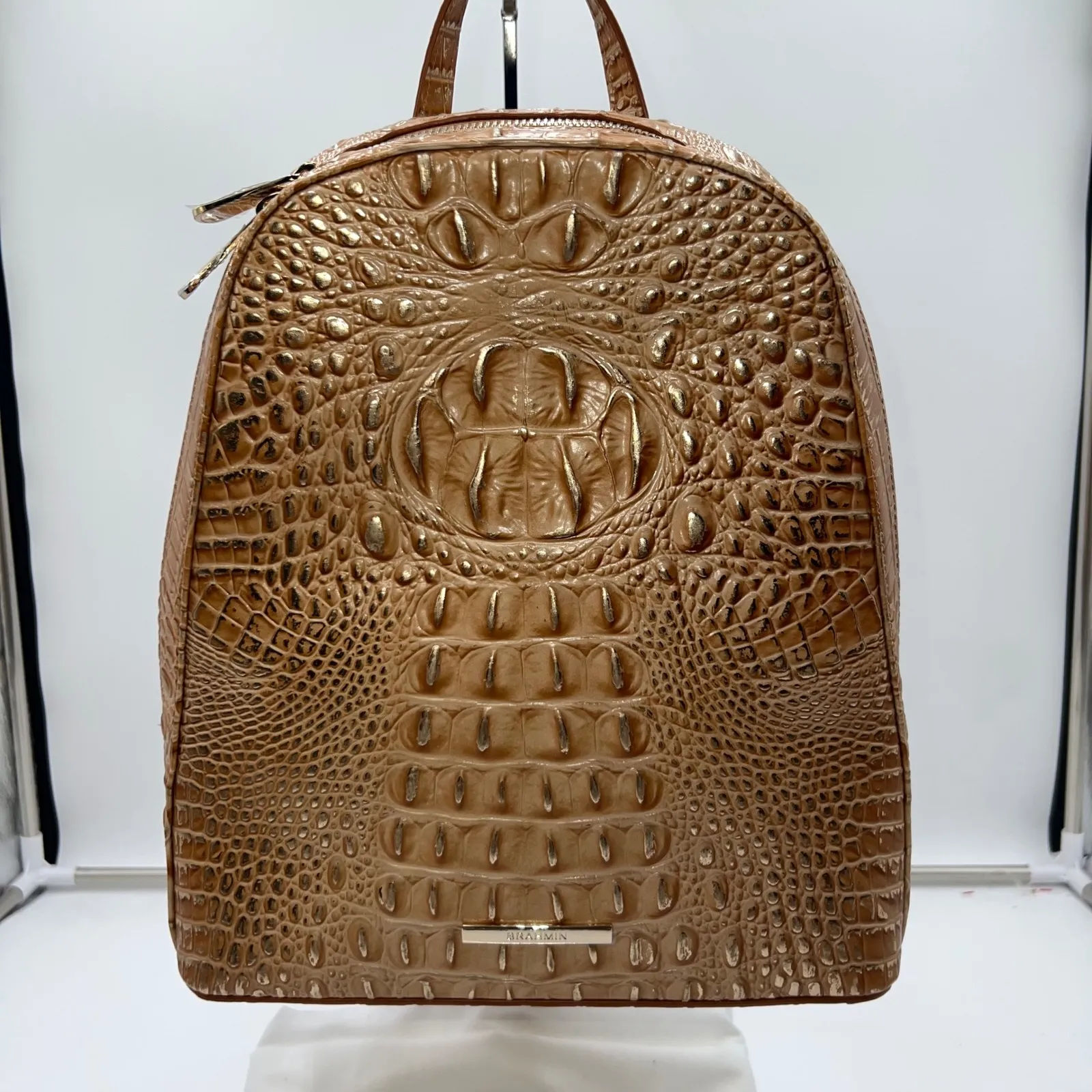 Brahmin Nola Honey Brown Melbourne Embossed Leather Backpack V37 151 00960 - Image 7
