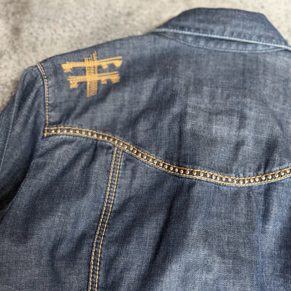 Guess Y2K Denim McBling Button Down Shirt Size Large - Image 9