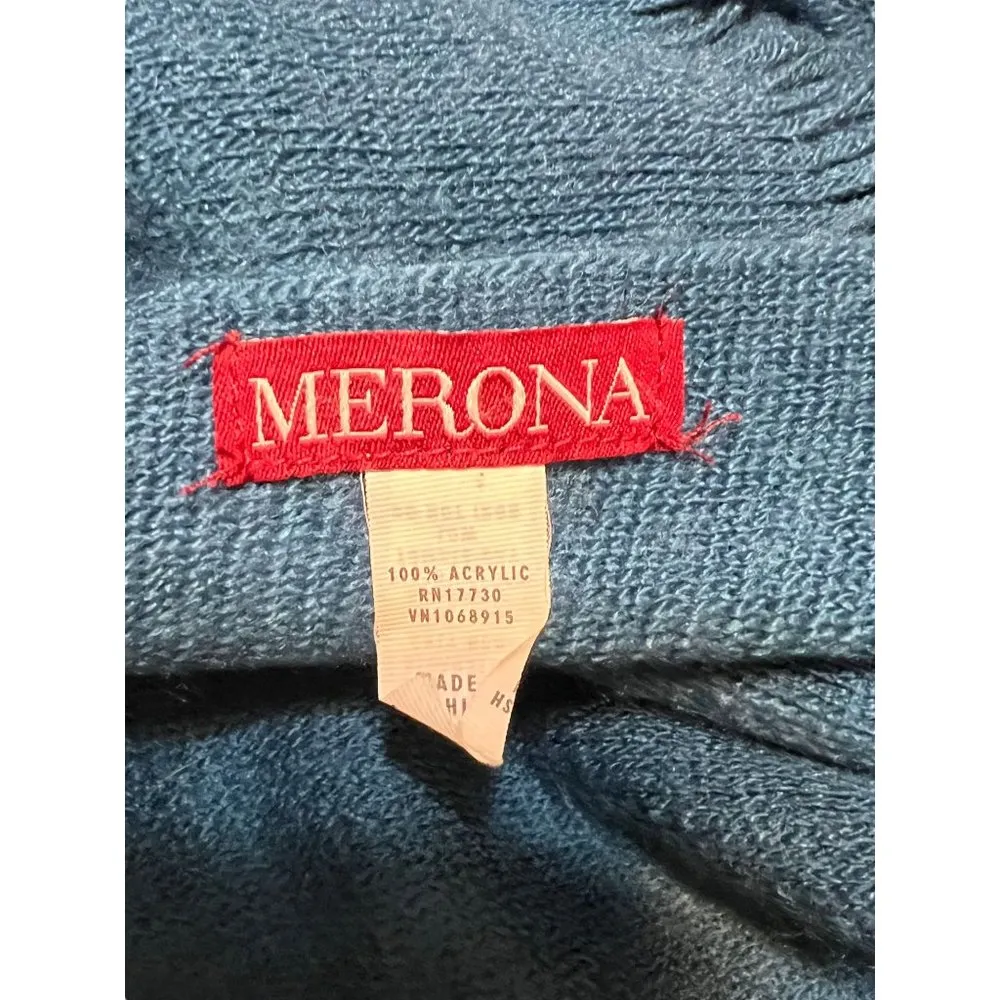 Merona Fringed Scarf Blue 100% Acrylic Super Soft  74" x 14" - Image 4