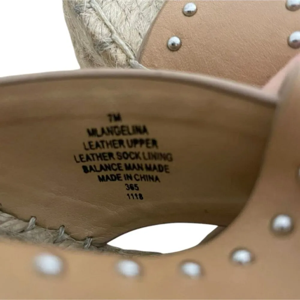 Marc Fisher Size 7 Wedge Espadrille Studded Beige Camel - Image 10
