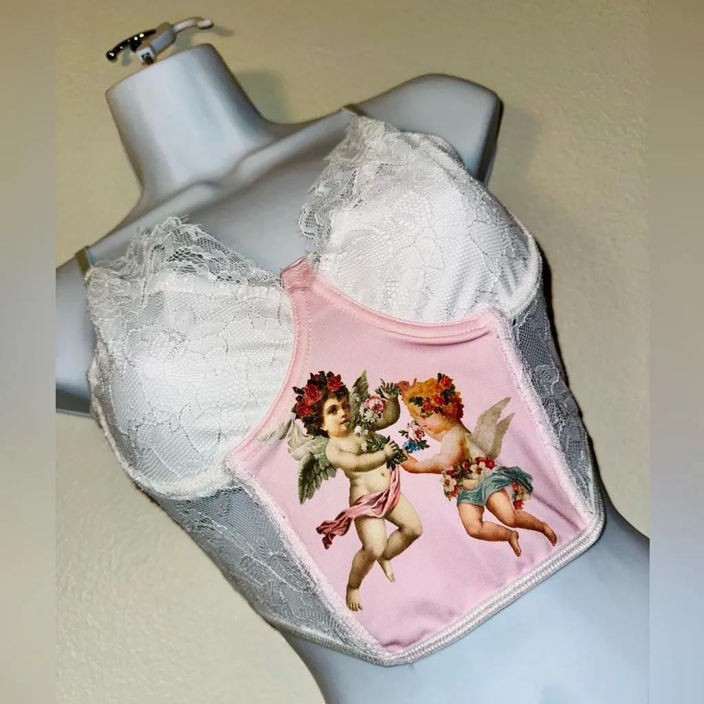 Cupid Cherub Lace Trim Longline Cami Top Size L - Image 2