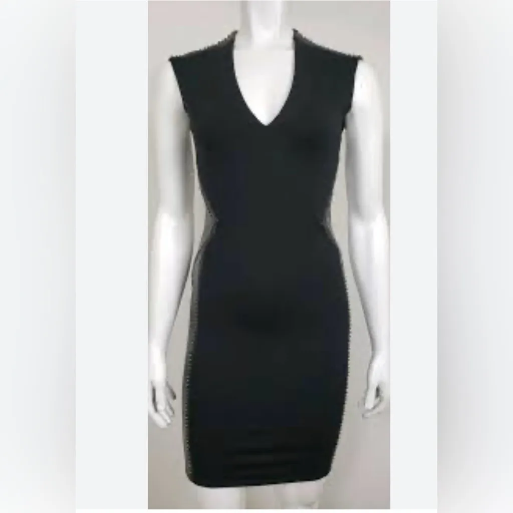 Haute Hippie Black Sleeveless Lambskin Leather and studded “LBD” Fitted Dress - Image 4