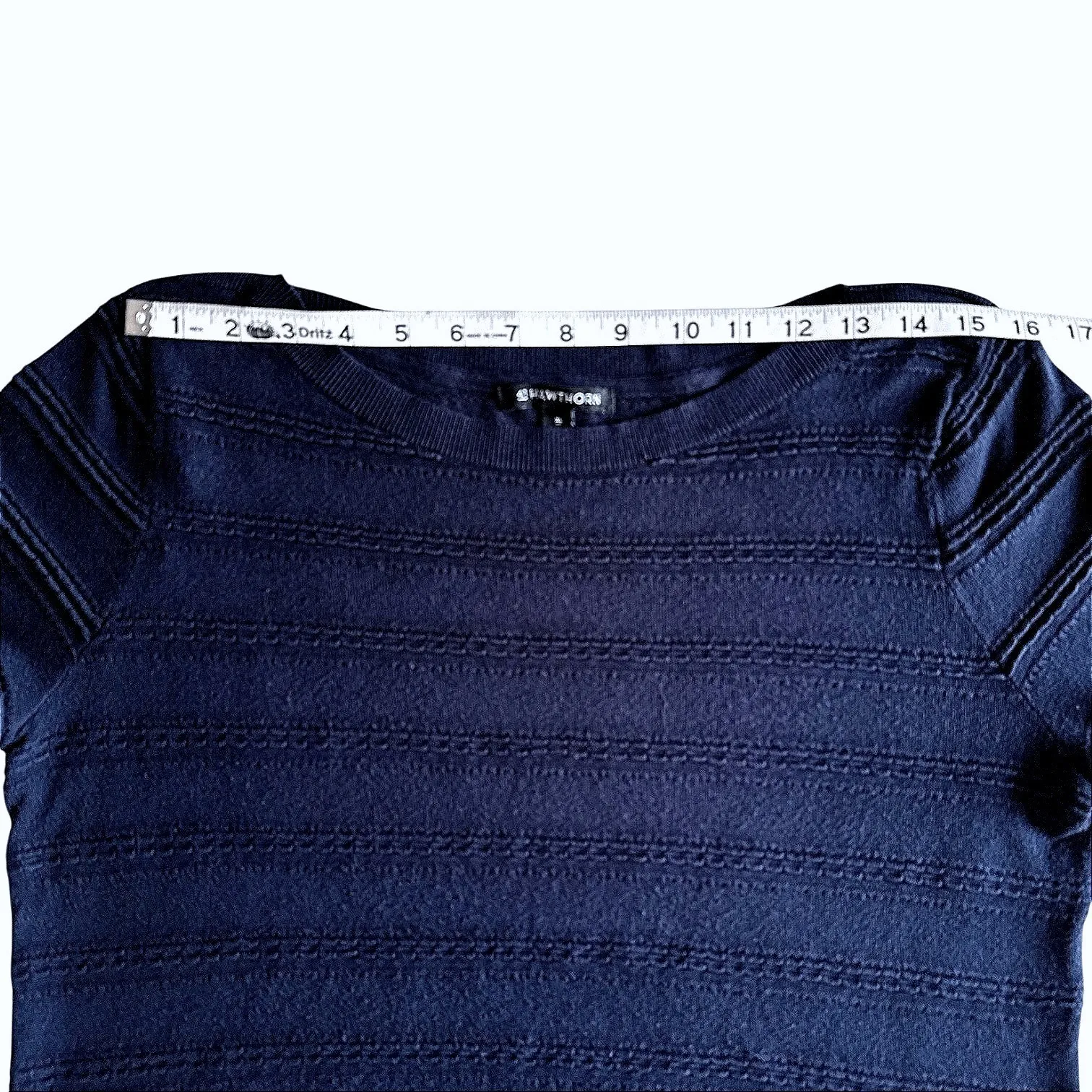 41 Hawthorn Dark Blue Textured Knit Top 3/4 Sleeve Boat Neck Pullover Size XL - Image 4