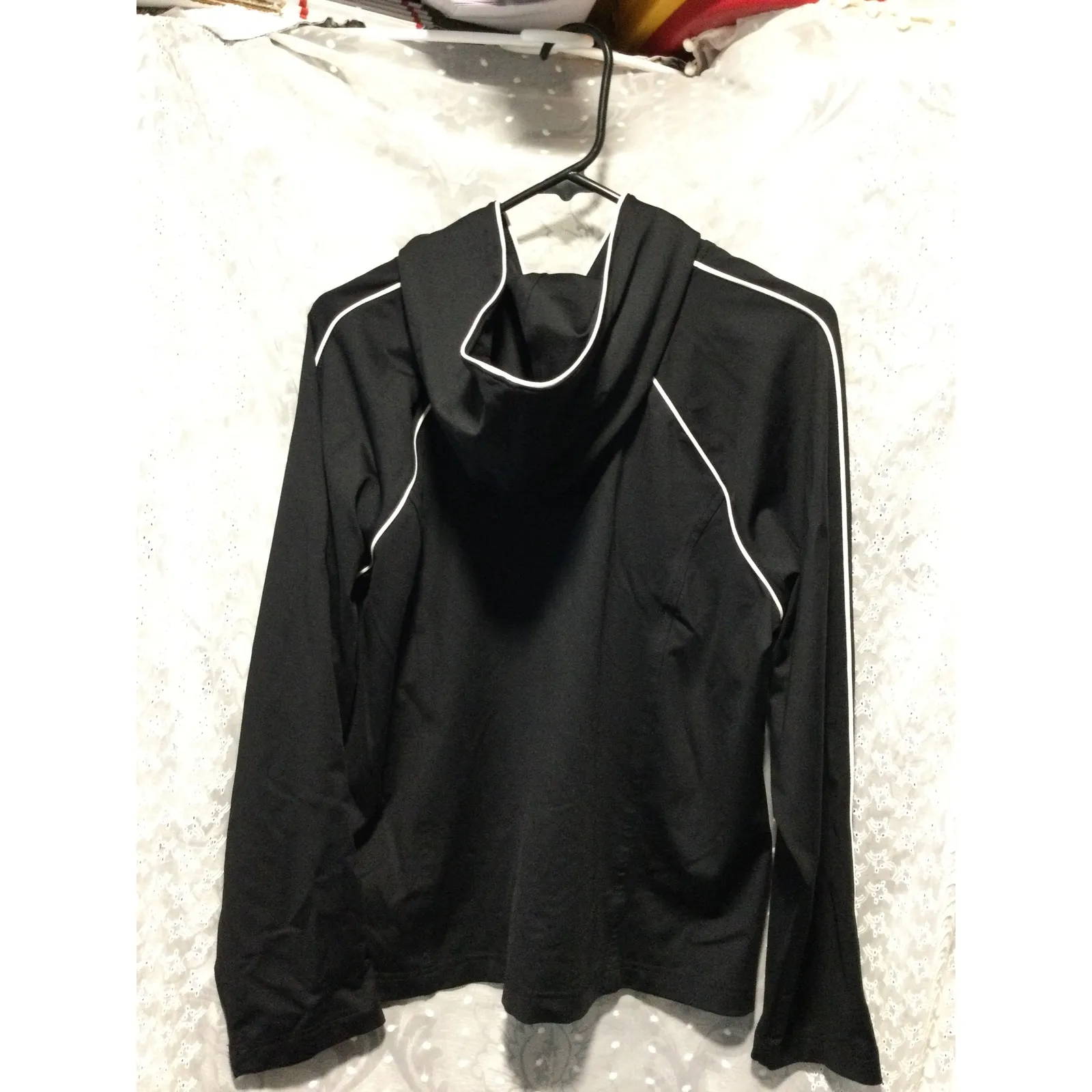Style&co sport Black Sport‎ Hooded Jacket White Trim Athletic Activewear XL - Image 2