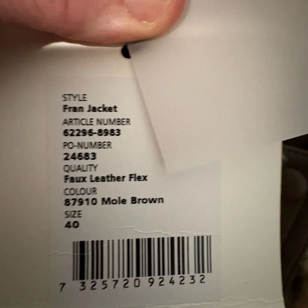 Stand Studio Fran faux leather puffer jacket fur collar mole brown size EU40 med - Image 15