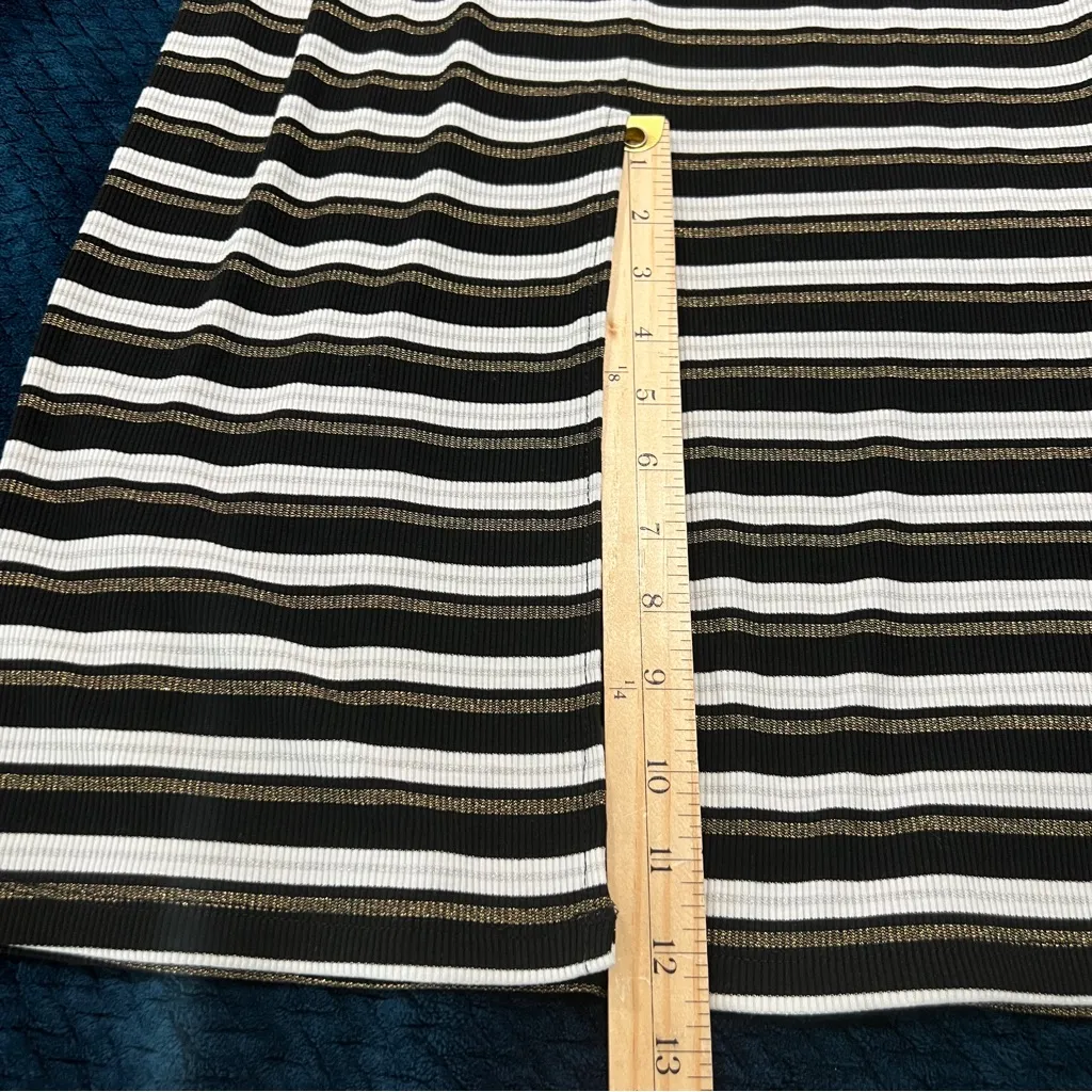 NSR Metallic Striped Ribbed Turtleneck Midi Dress Long Sleeve Stretch Size S Black - Image 16