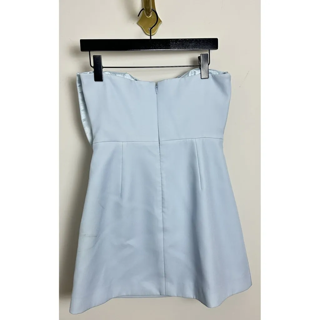 SAU LEE Elly Asymmetric Bow Sleeveless Minidress in Pastel Blue Size US 8 - Image 8