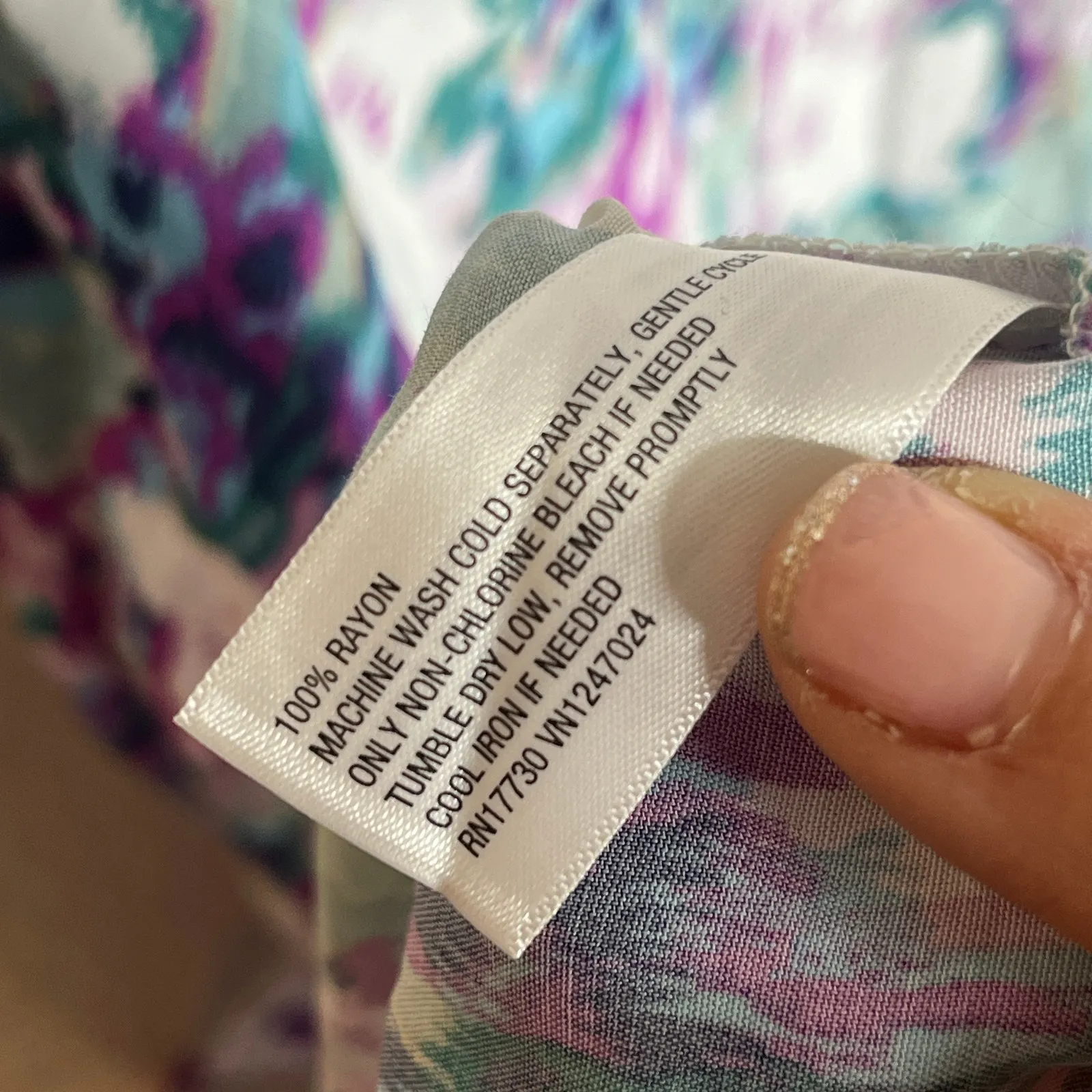 A New Day Maxi Dress Abstract Floral Puff Sleeve V-Neck Women White Teal XL - Image 5