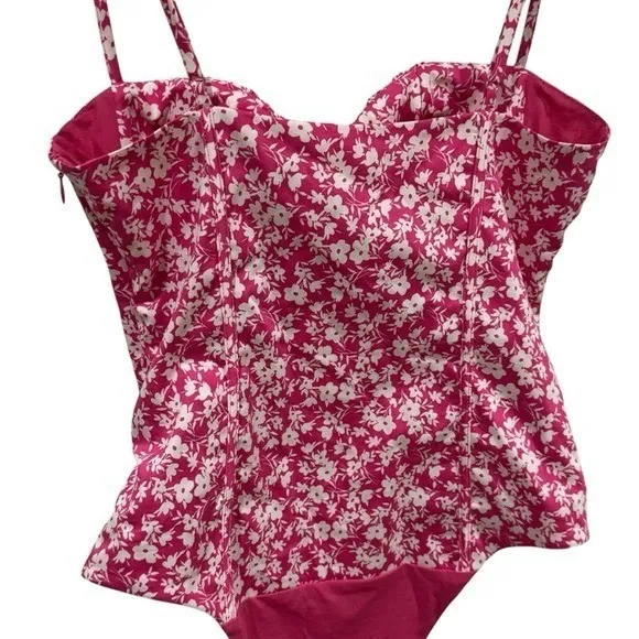 NEW Zara Pink and White Floral Pink Sweetheart Corset Bodysuit Women's Size S - Image 7