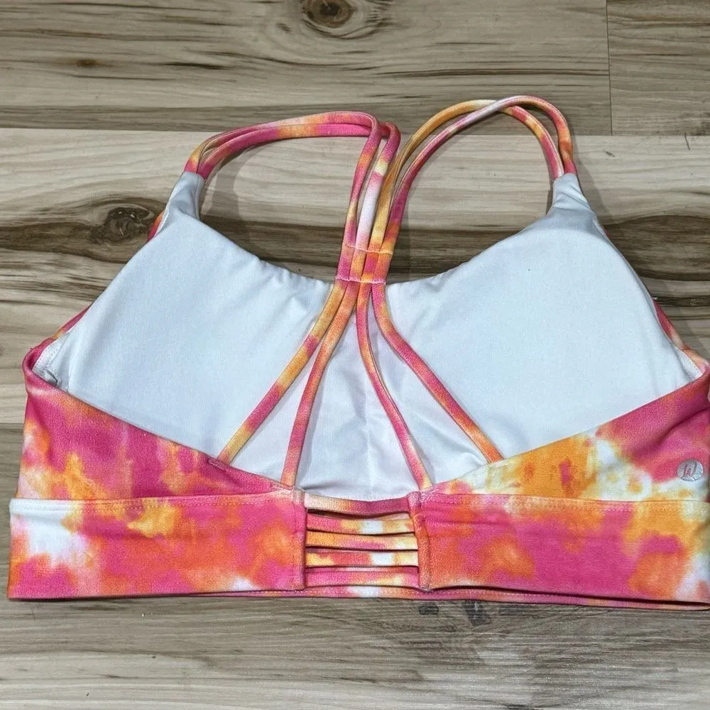 Wildfox Sweat Tie Dye Two Piece Sports Bra Leggings Pink Orange Womens Medium - Image 5