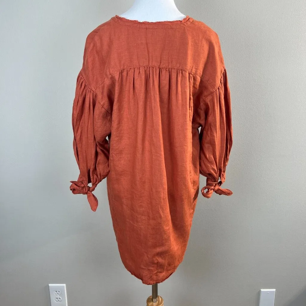 Anthropologie Holding‎ Horses Tunic Top Small Ginnie Linen 3/4 Puff Sleeve - Image 8