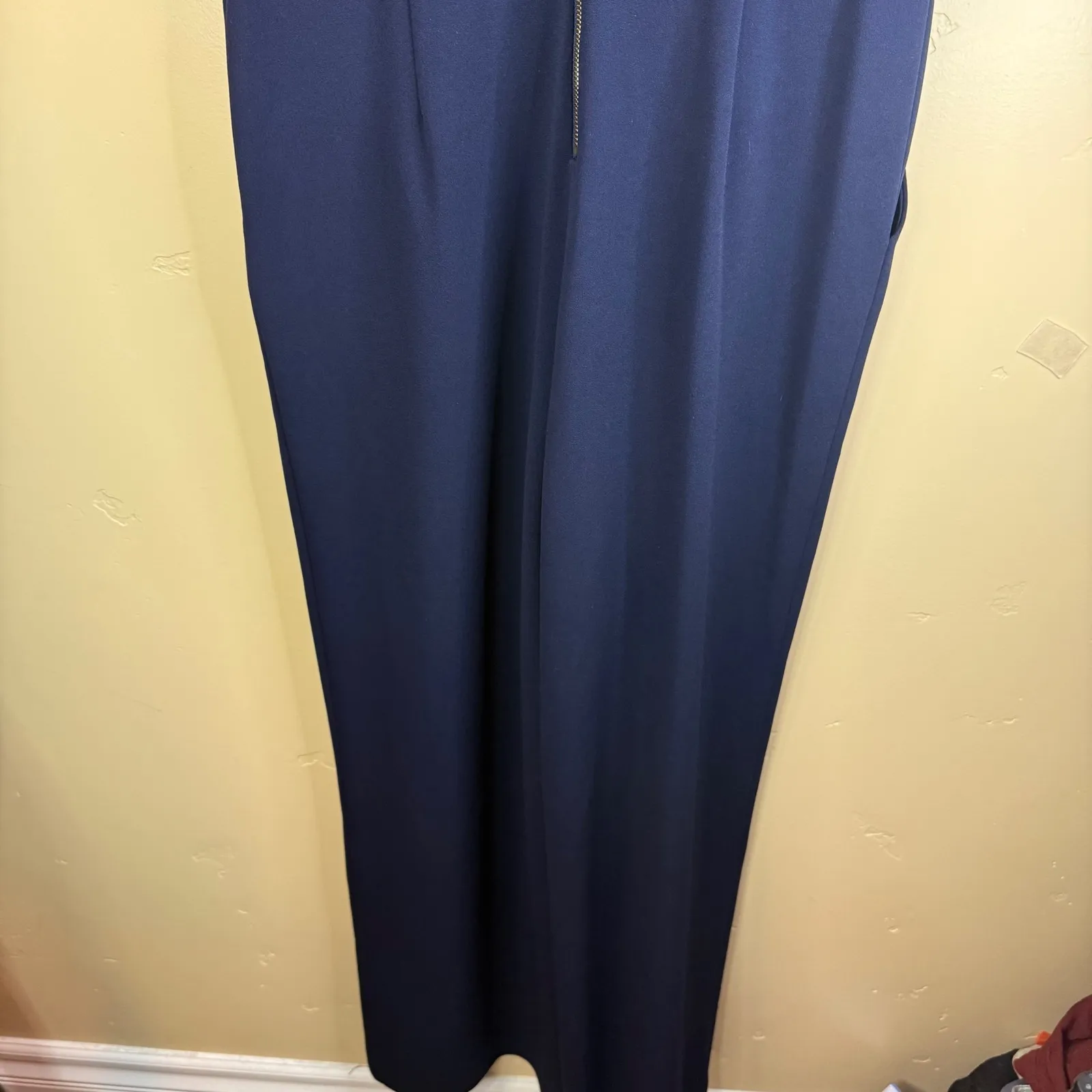 Calvin Klein Navy Blue Cap Sleeve Wide Leg Jumpsuit Women's Size 6 Corporate - Image 10