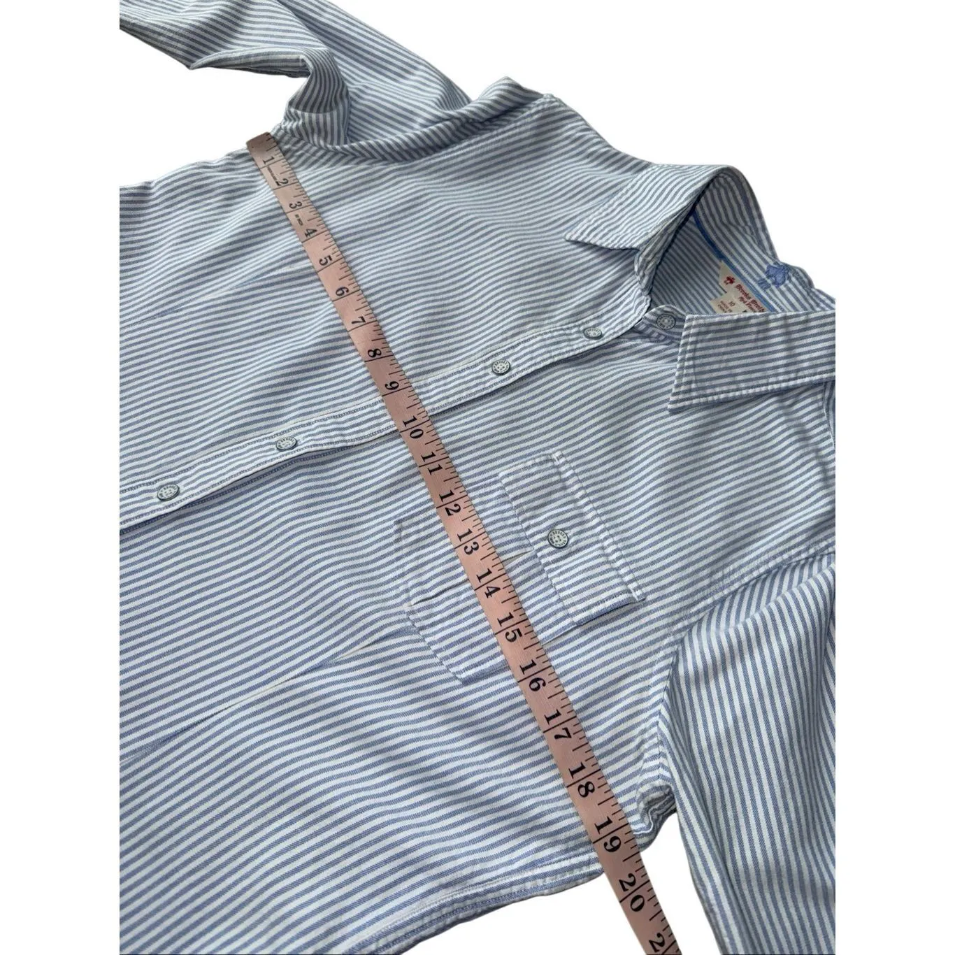Brooks Brothers Blue & White Striped Oxford Button Up Shirt Size M/10 - Image 11