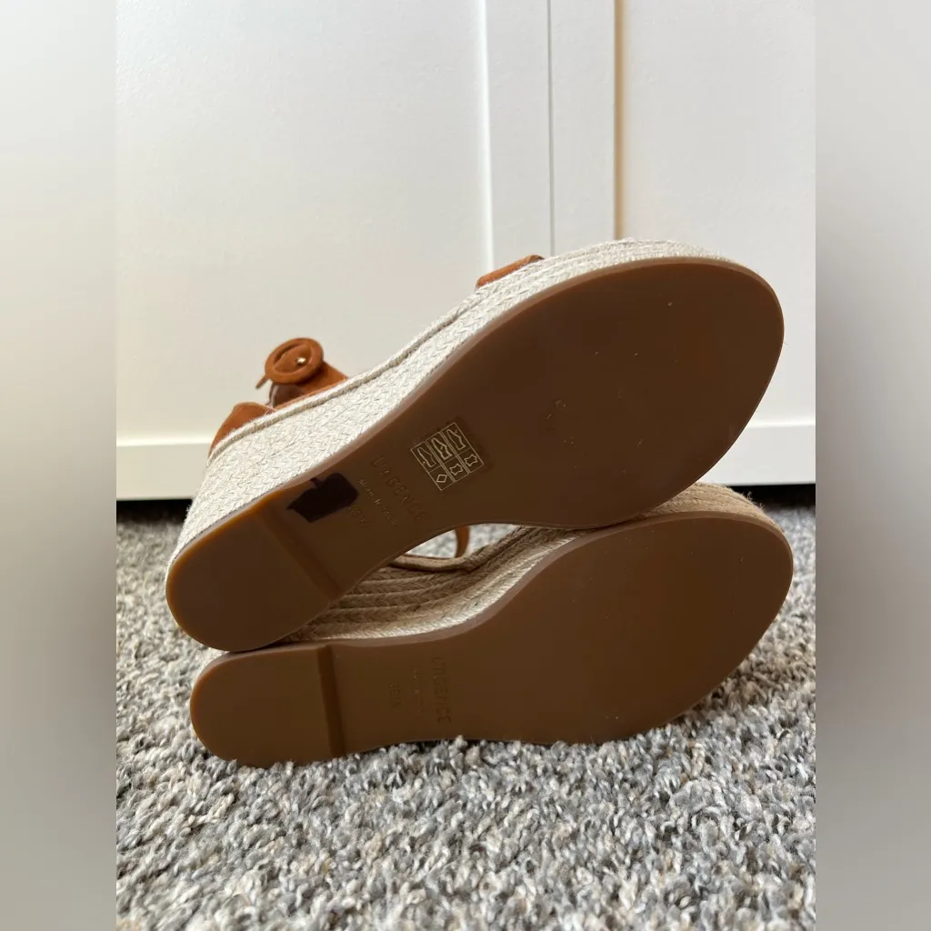 L'Agence L’agence Elysee Women’s Brown NWOT Platform Suede Wedge Espadrilles Size‎ 8.5 - Image 6
