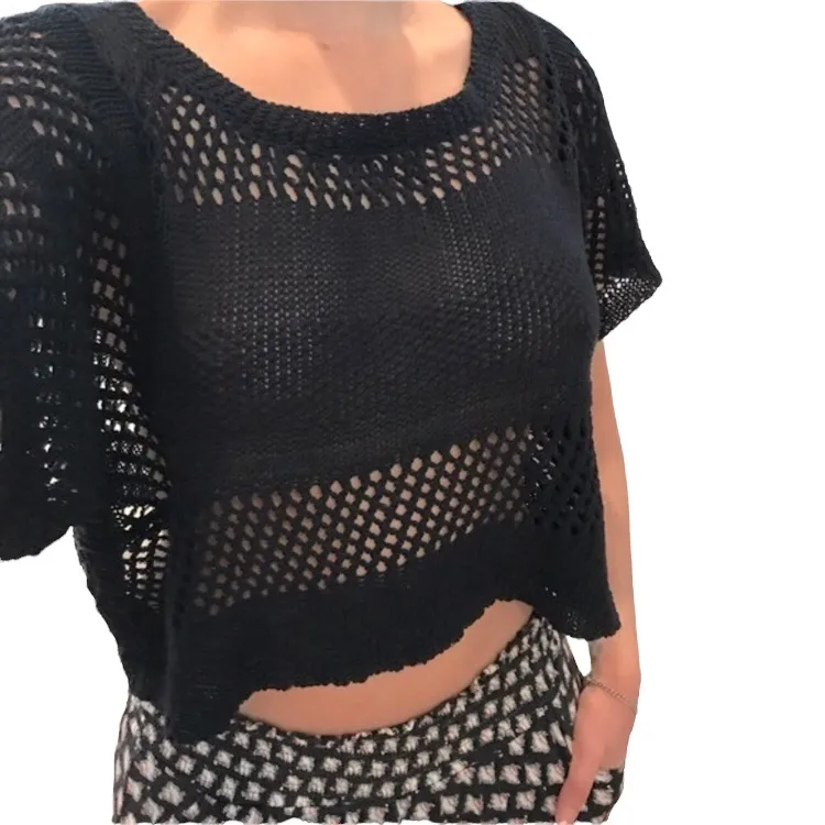 NWT BCBG Navy Blue lightweight knit XS woven sweater summer sweater open knit - Image 3