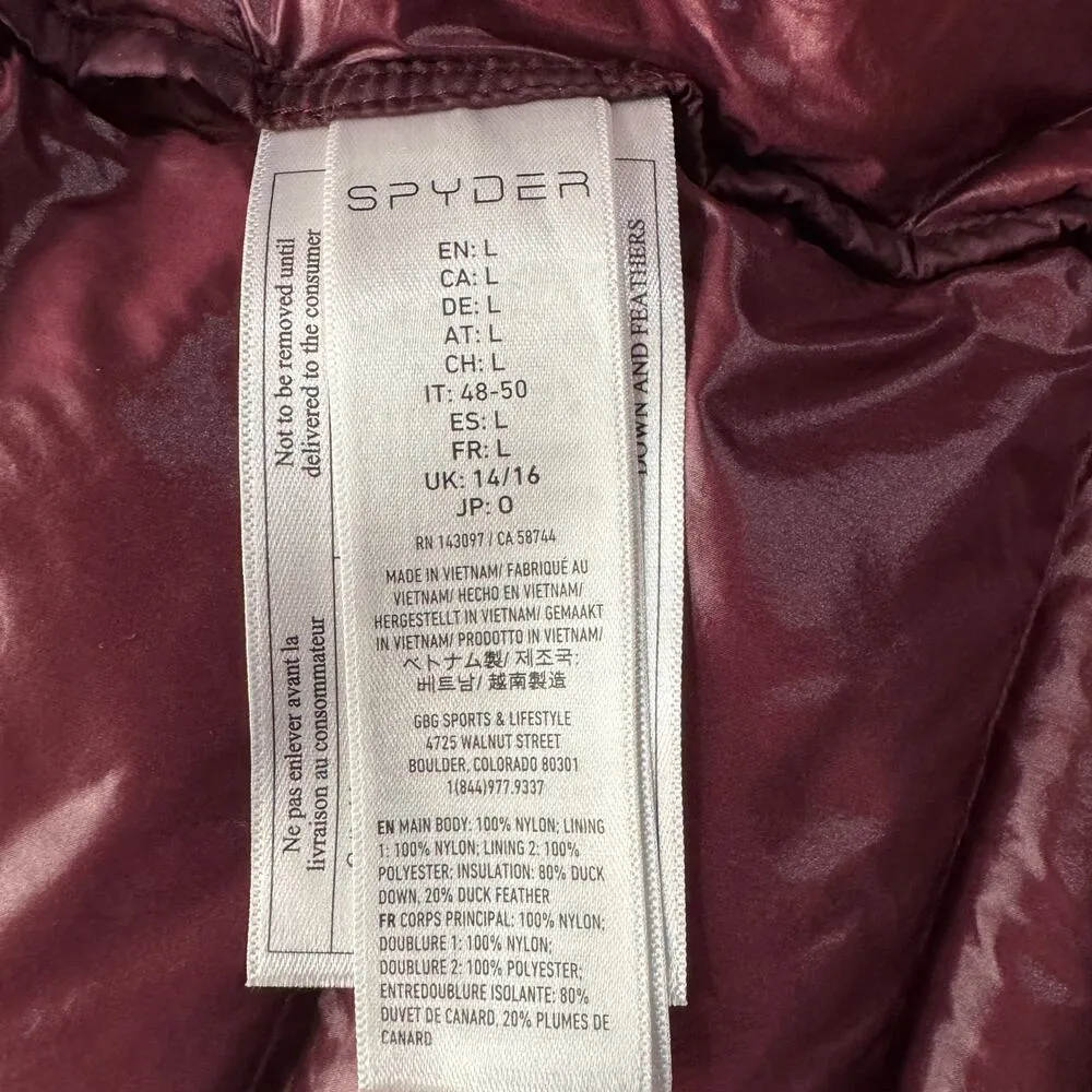 Spyder Large Womens Syrround Down Puffer Jacket Full-Zip Pockets DWR Packable - Image 9