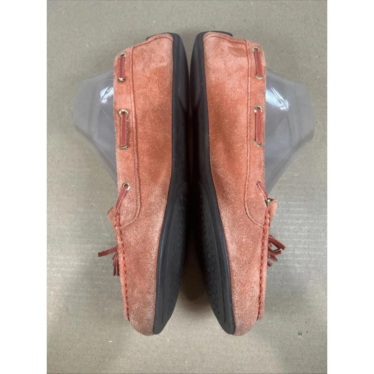 TALBOTS Shoes Women's Sz 10.5 Orange Suede Leather Loafers Tassel Slip On Flats - Image 2