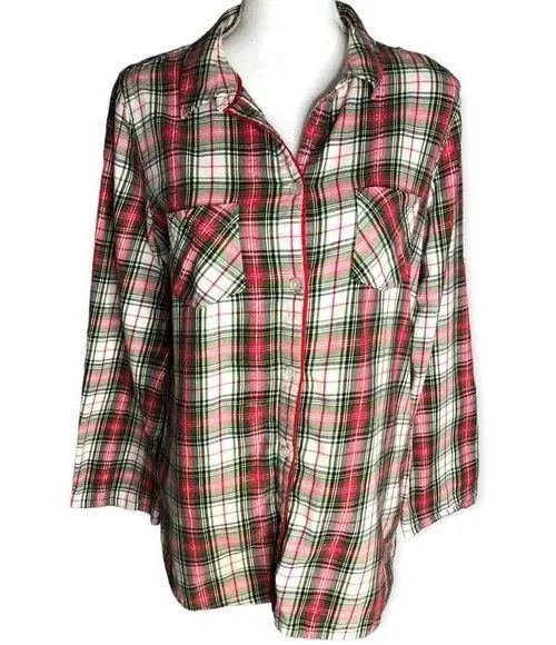 Victoria’s Secret Plaid Button Down Bell Sleeve Pajama Top - Image 2