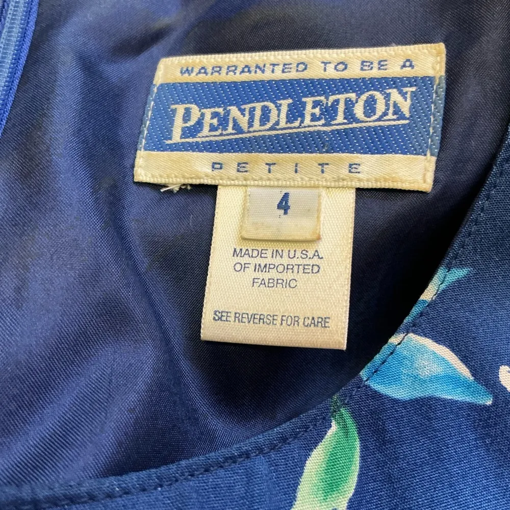 Vintage Pendleton blue floral dress Size 4 - Image 2