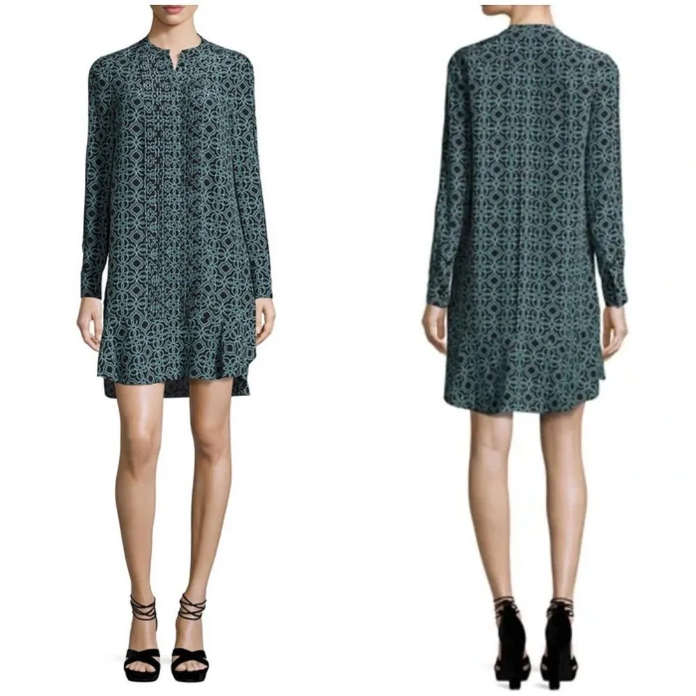 💕TORY BURCH💕 Massey Shirt Dress  ~ 100% Silk Black Pompidou 2 - Image 4