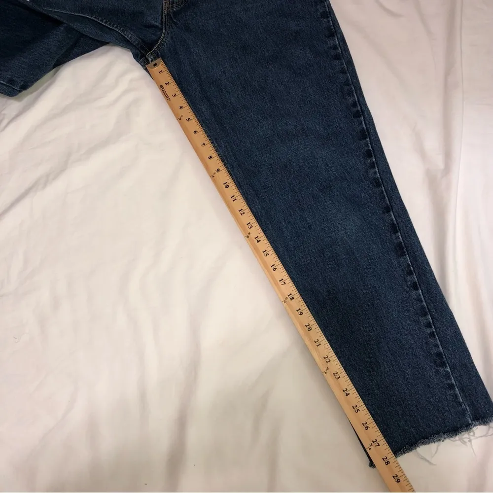 Levis Womens Size 12 Jeans Relaxed Taper 550 Raw Hem High Rise Vintage 90s Blue - Image 7