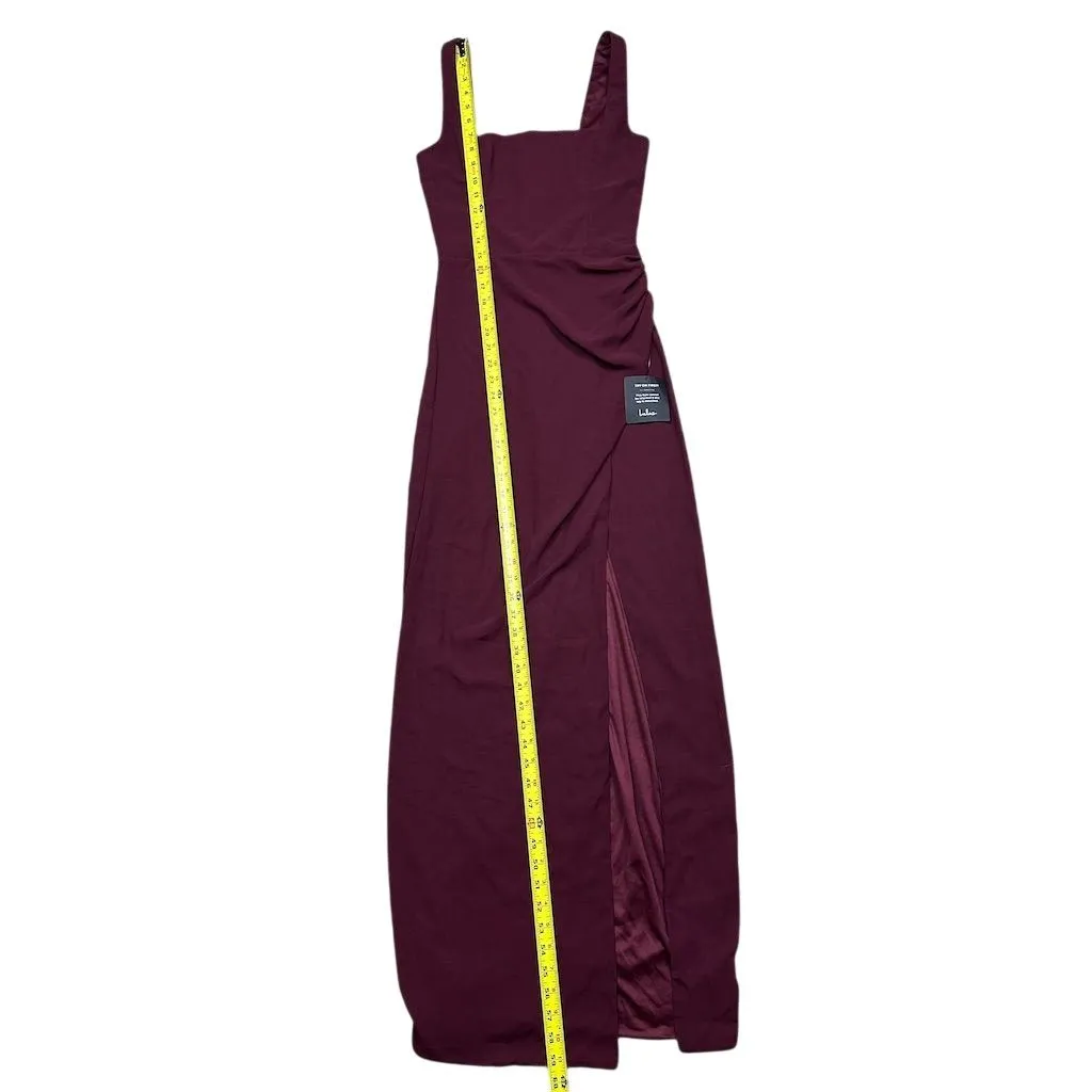 NWT Lulus Glamorous Disposition Burgundy Ruched Maxi Dress XS Formal Gown - Image 6