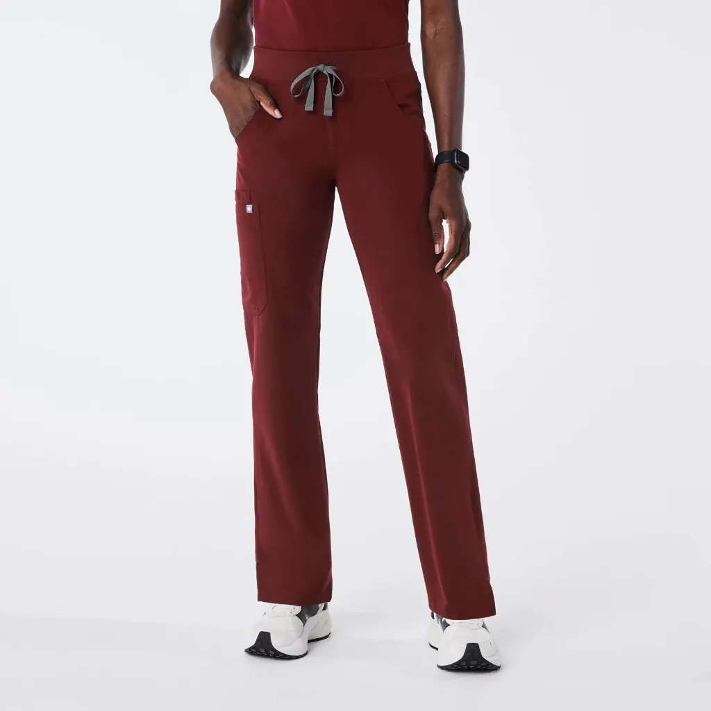 Figs Kade Cargo Scrub Pants in Burgundy, Size Large - Image 2