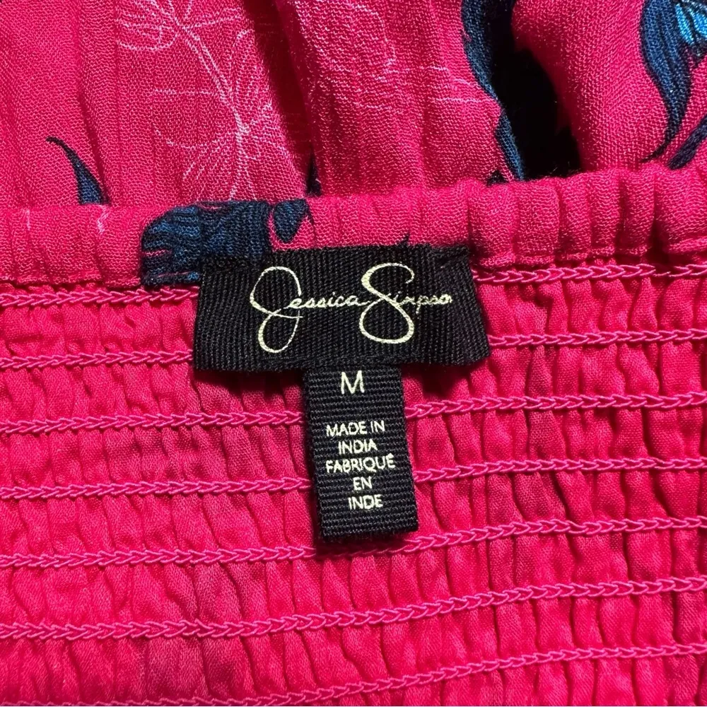 Pink Sleeveless Tropical Floral Pink Romper Medium - Image 5