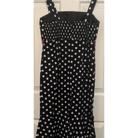 R‎ & K Originals Women's Black White Dot Dress Size 10 35" Long x 18" Pit to Pit - Image 2