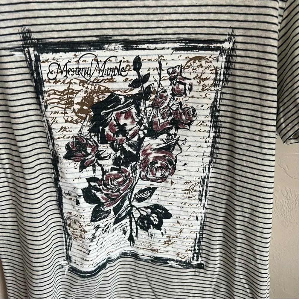 Duca‎ Blanca White Blue Striped Floral T - Image 2