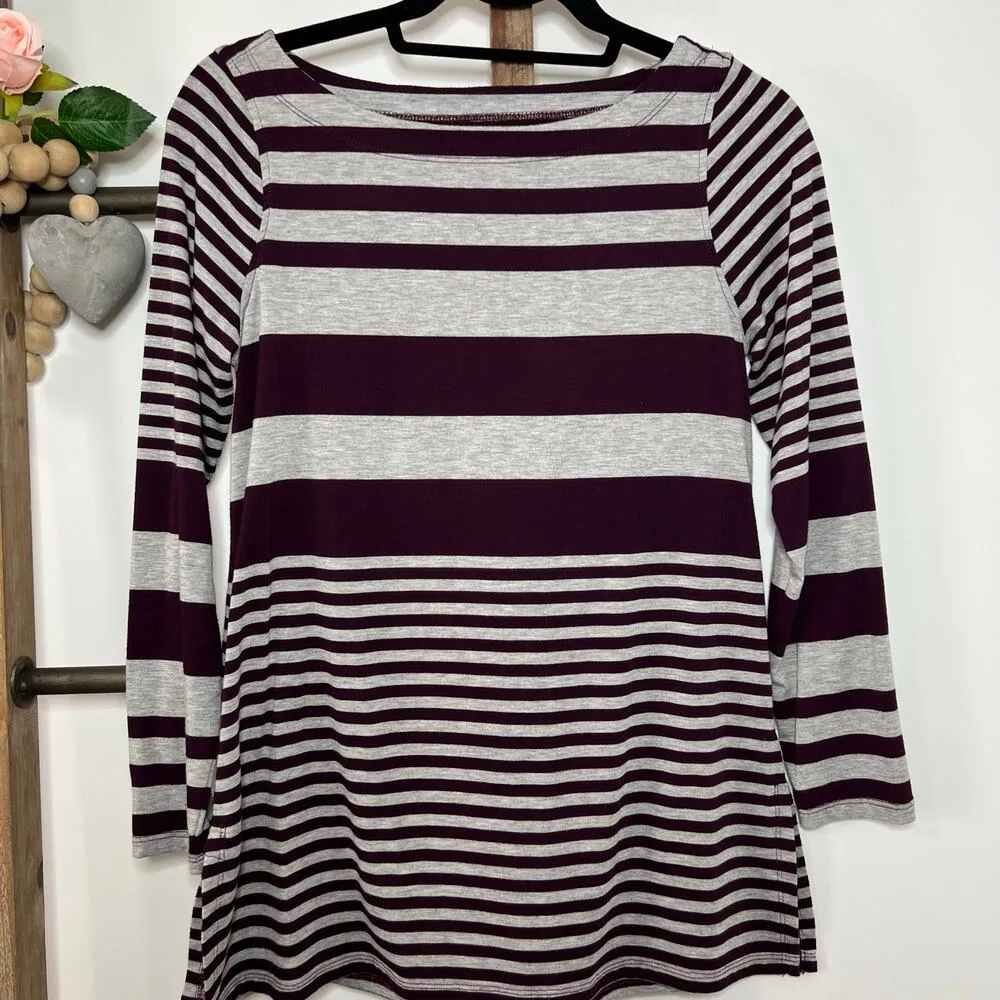 Sunday Grey Burgundy Striped‎ Long Sleeved Shirt Size X Small Purple - Image 4