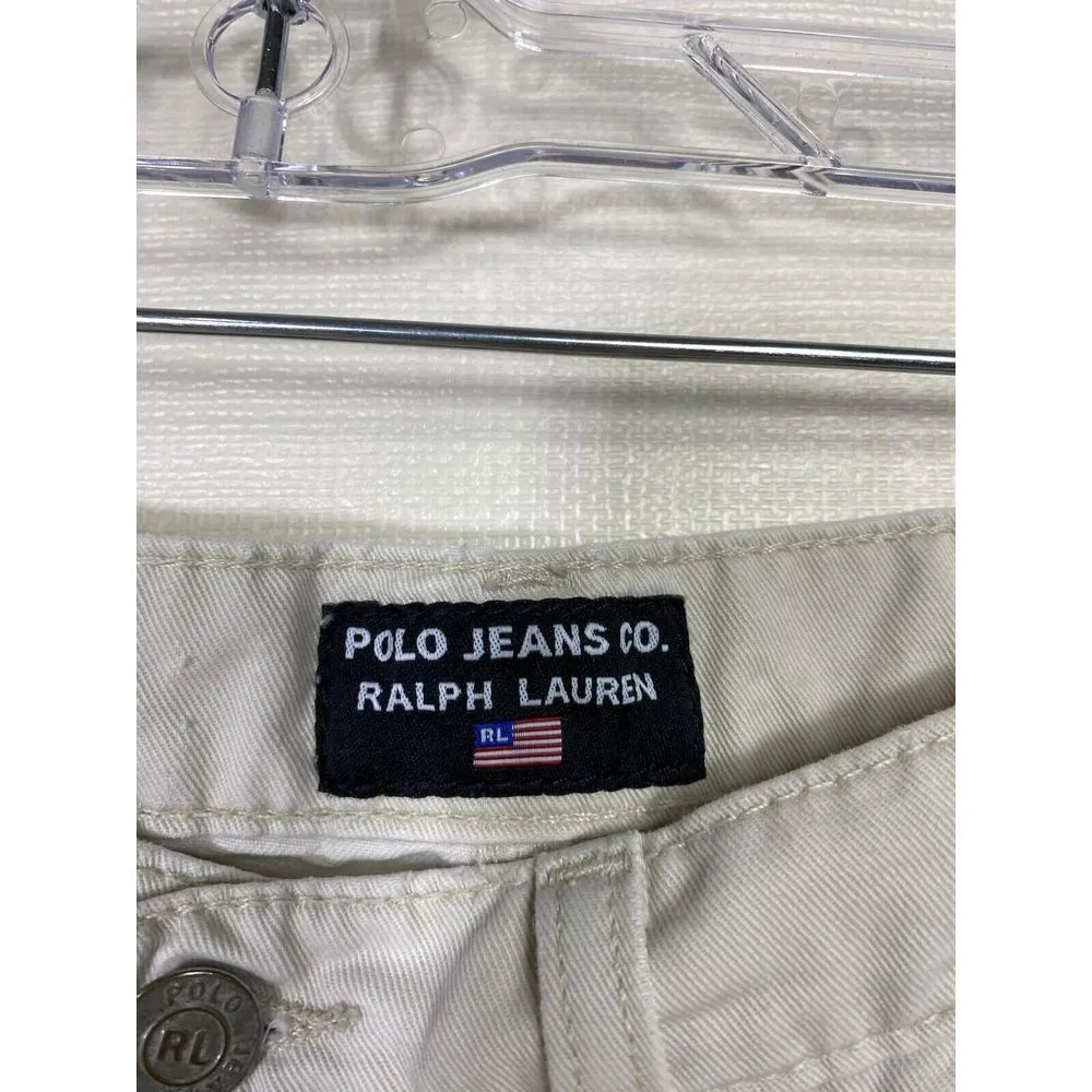 Vtg Polo Jeans Co‎ Ralph Lauren Saturday Jeans Womens Sz 6 Off White Flag Logo - Image 4