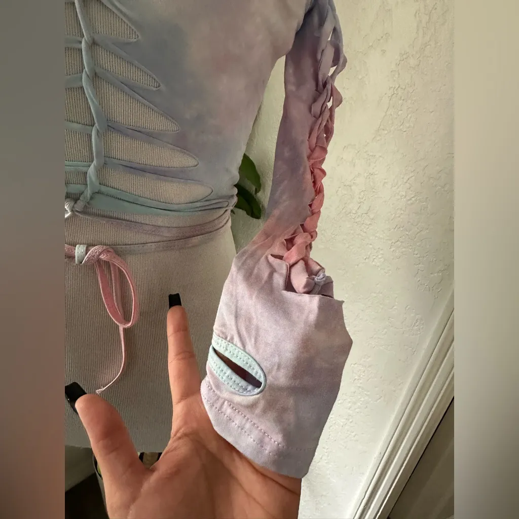 Dolls Kill SUNSET TRIPPY TOP AND GLOVES SET - PINK XS - Image 5