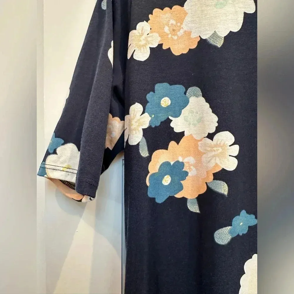 LuLaRoe Navy Floral Cherry Blossom Fitted Julia Midi Dress Size Women’s XL - Image 2