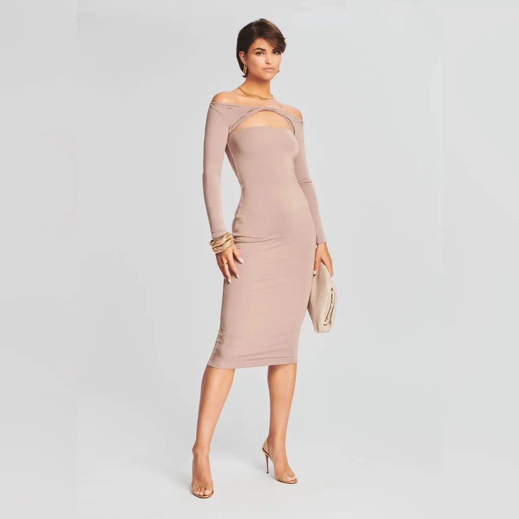 NWT Ser.O.Ya Retrofete Irene Dress Beige S Brown - Image 2