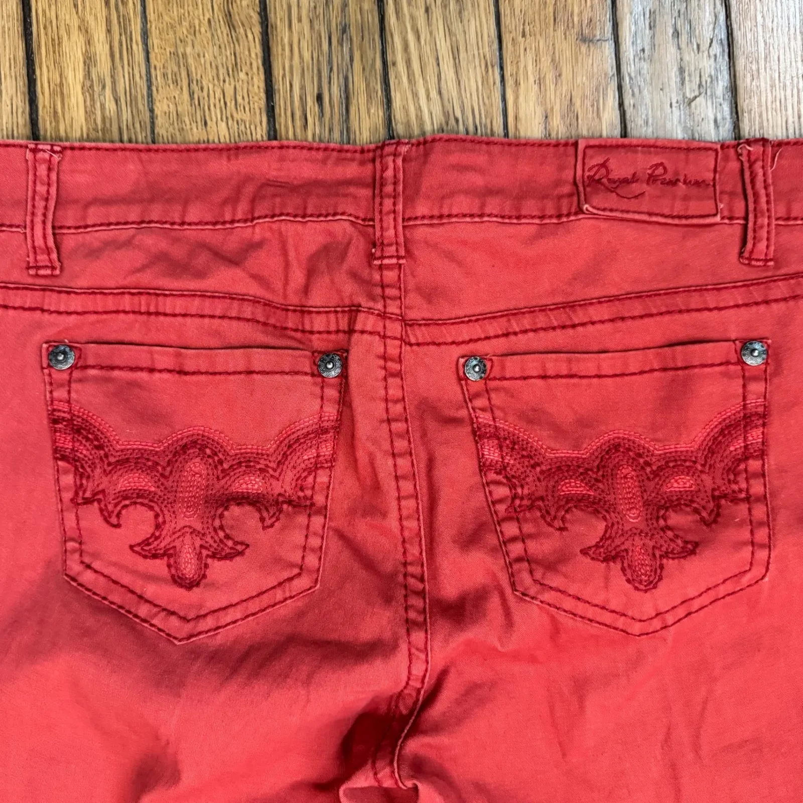Royal Premium Colored Denim Jeans Embroidered Pockets Size 8‎ Red - Image 8