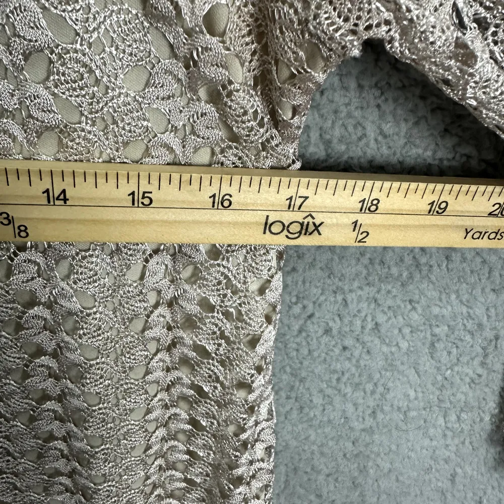 Brittany Black Top Womens Small Beige Lace Overlay Flare Sleeve‎ Fairy Boho Vtg - Image 6