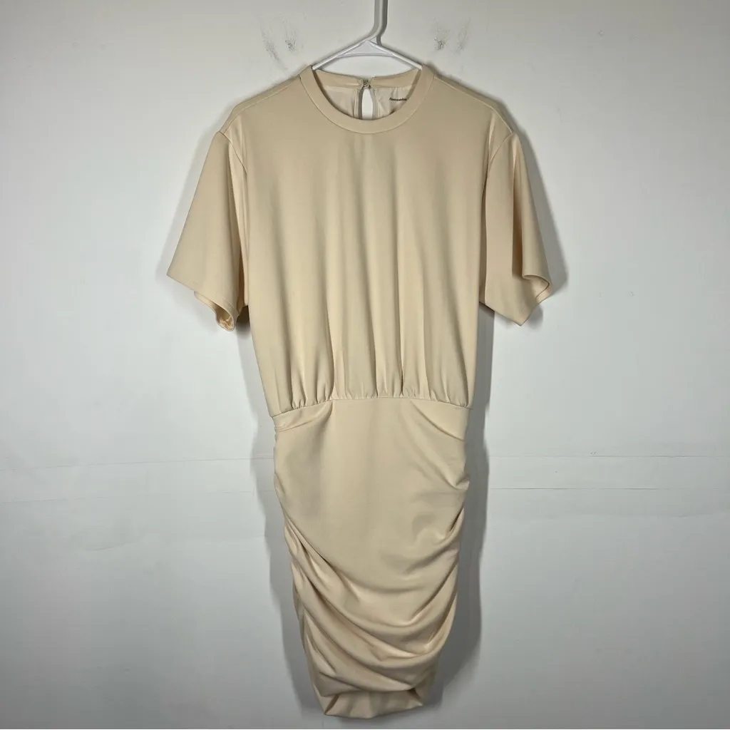 Abercrombie & Fitch Cream Ruched Dress Size Medium - Image 3