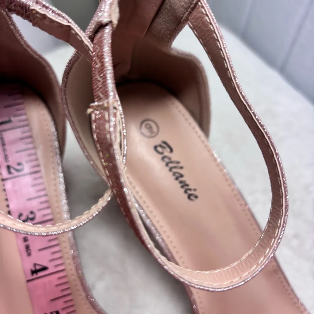 Ralph Lauren Bellanie Pink‎ low block Glitter Rose Gold  Strap Size 9 - Image 13