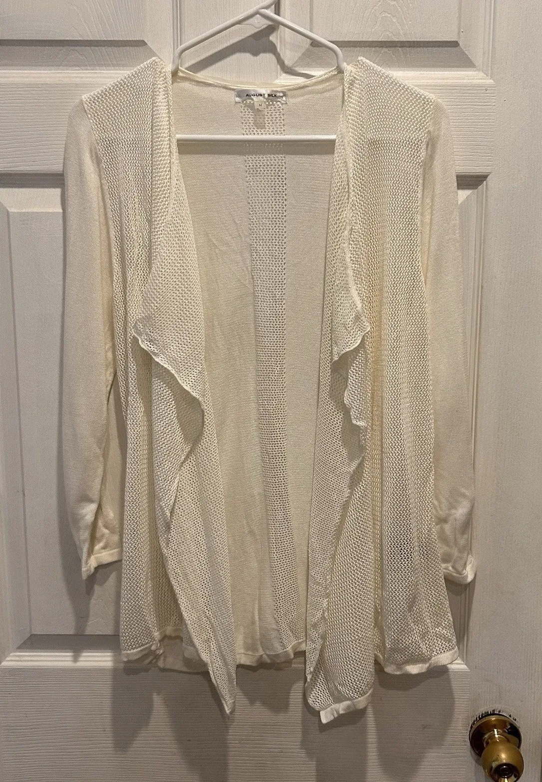 August Silk Women's Open Front Flowy Cardigan Viscose Off White Medium Beachy - Image 1