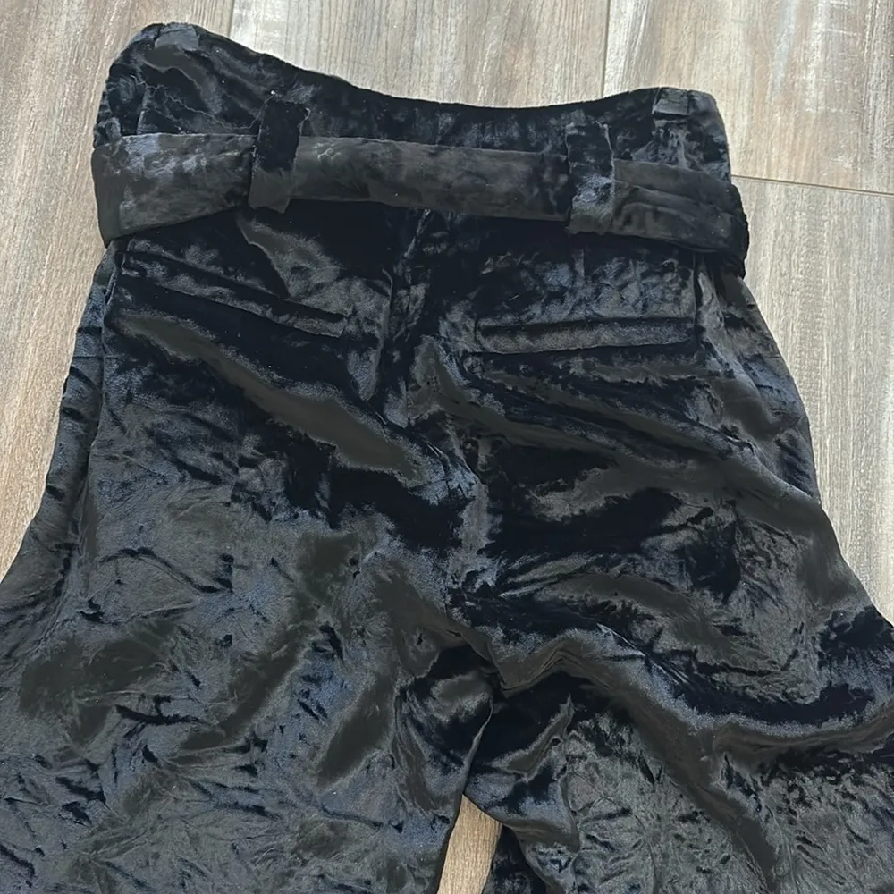 Proenza Schouler Black Crushed Velvet Belted Pants size 2 - Image 12