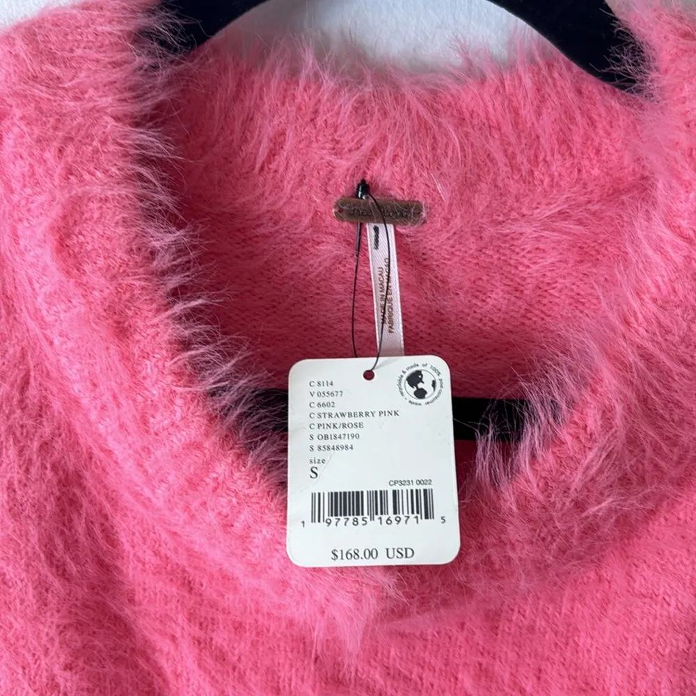 NWT Free People Harrison Bunny Crew Pink Small oversized - Image 7