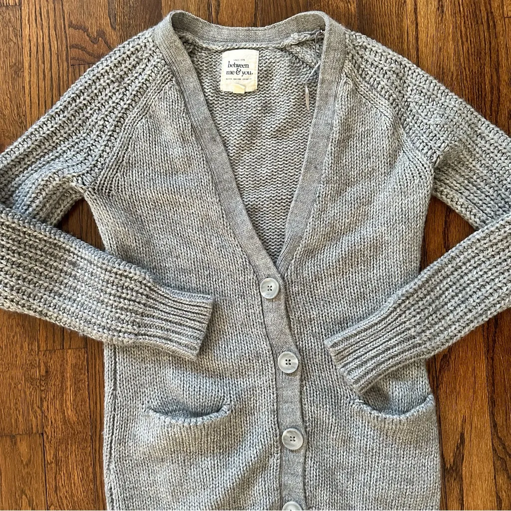Between Me & You Wool Mix Gray Cardigan Small Button down - Image 6