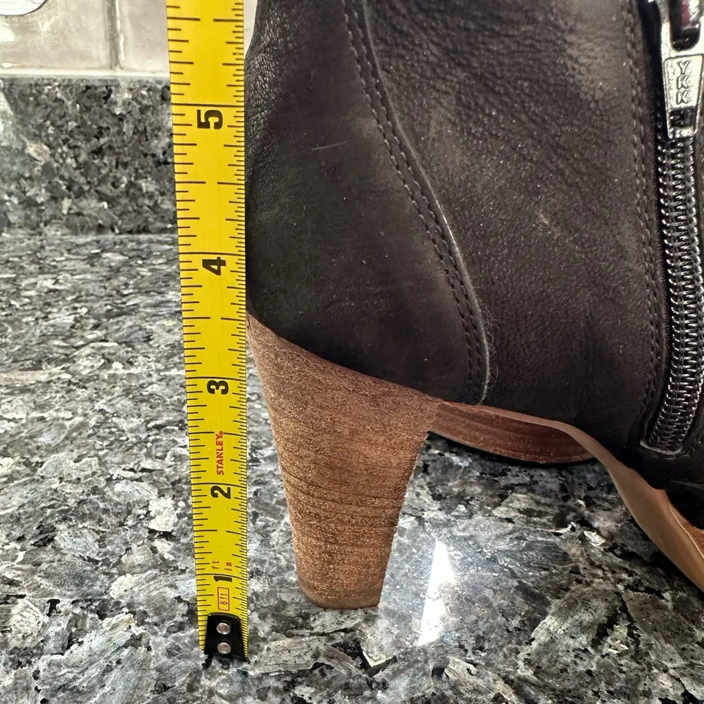 Paul Green Chic Bravo Black Suede Ankle Booties Open Peep Toe Caged Size 6 - Image 6