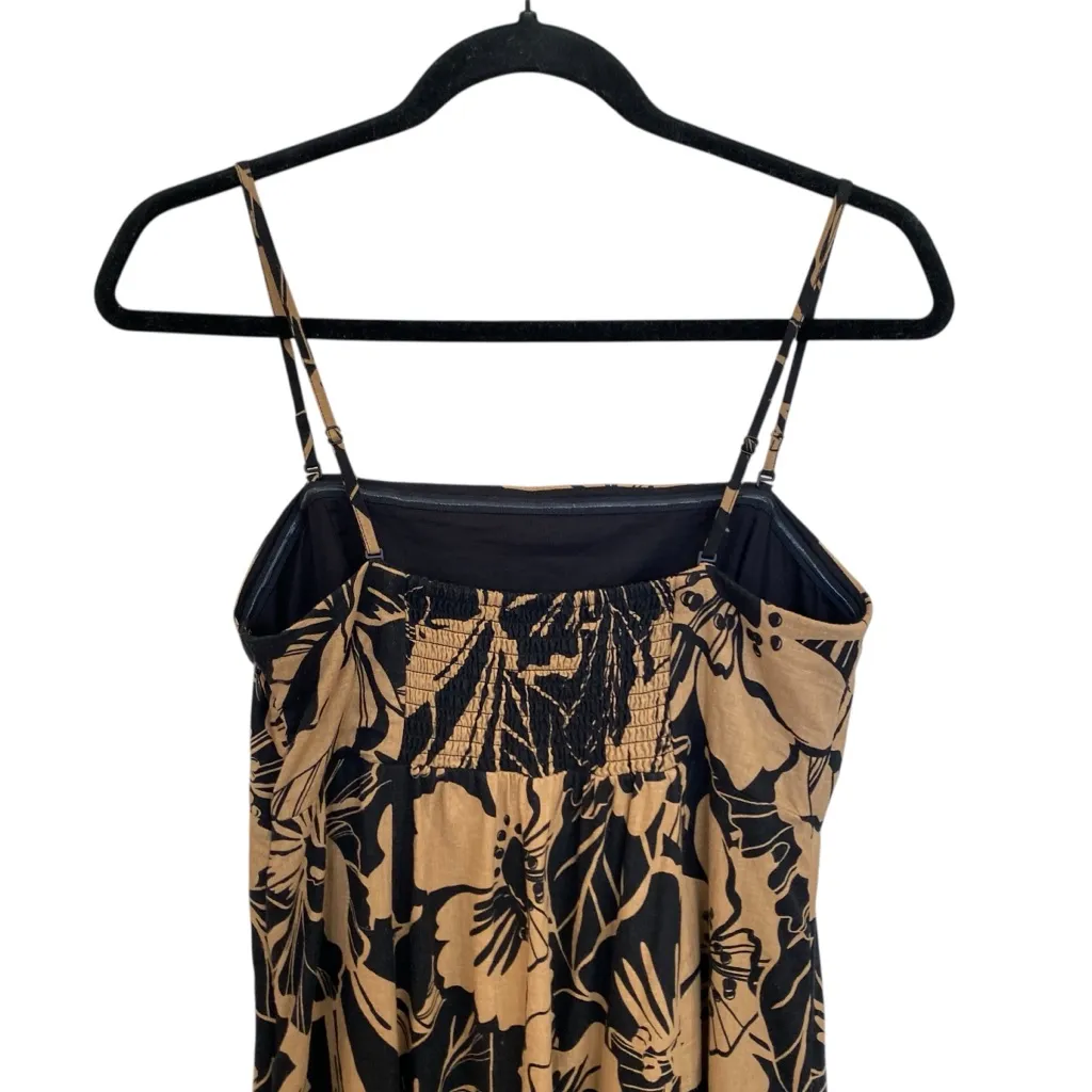 Gap Linen Floral Midi Dress Brown & Black With Removable Straps Small H66-809 - Image 8